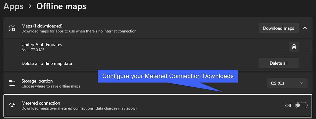 Configure your Metered Connection Downloads