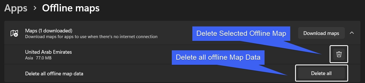 Deleting Offline Map Data