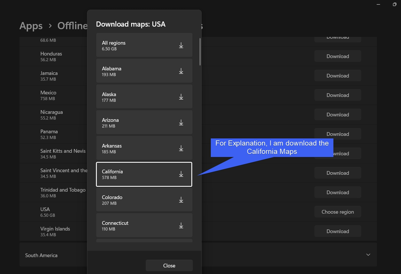 Download the USA Offline Map on Windows11