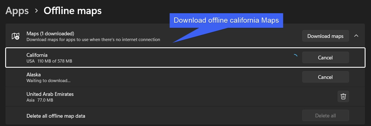 Downloading Offline California Maps