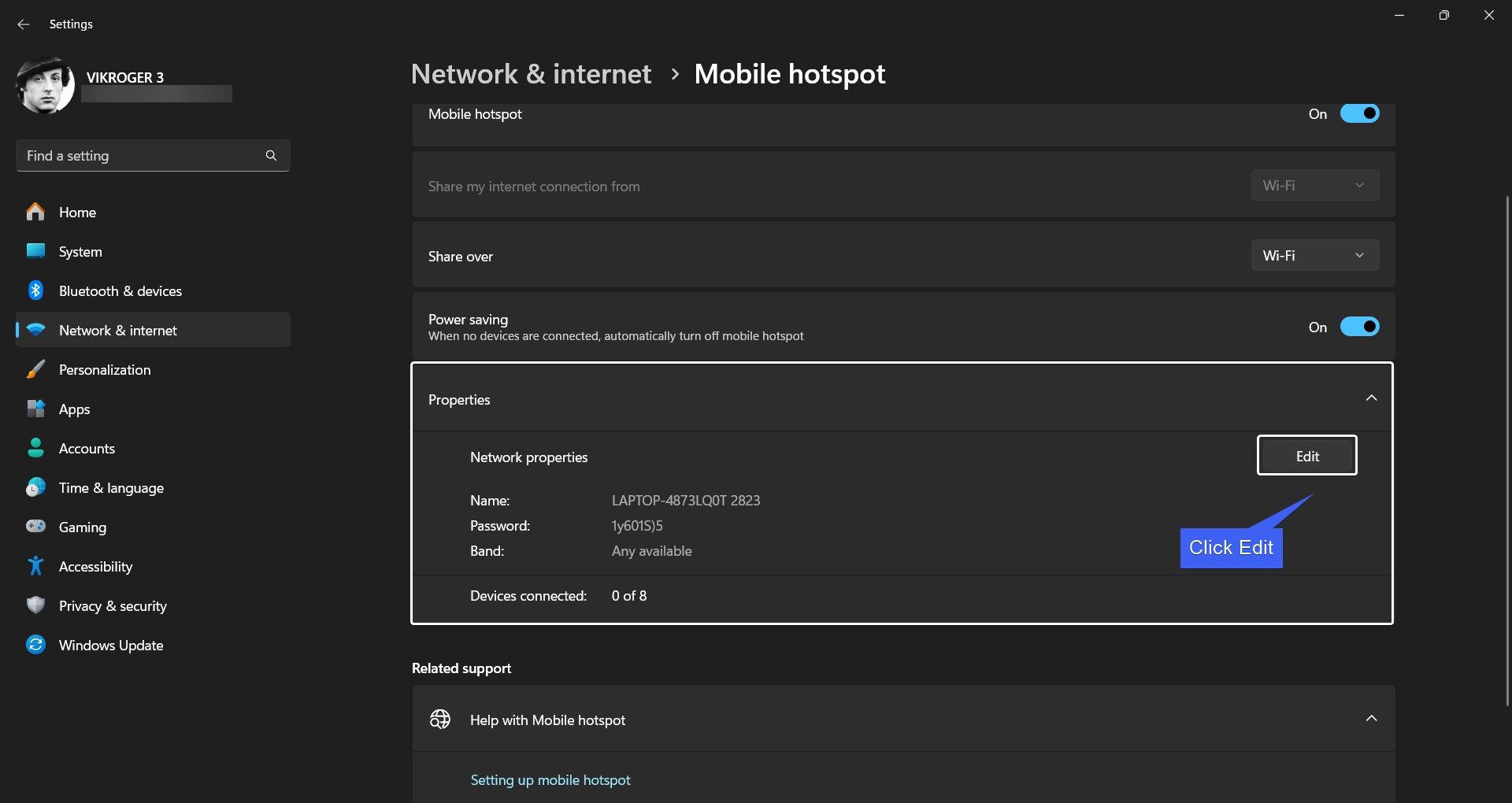 Mobile Hotspot Properties