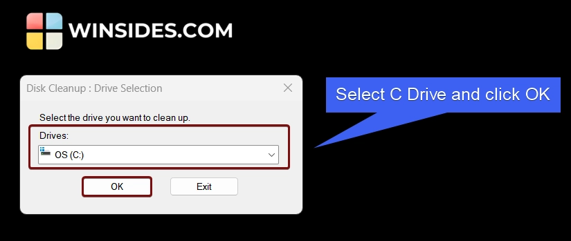 Select C Drive and click OK