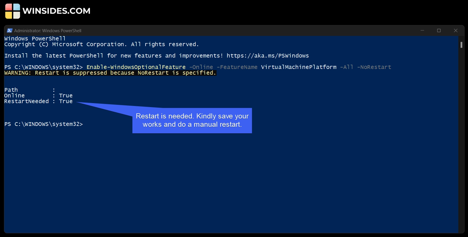 VMP Enabled on Windows 11 via the PowerShell