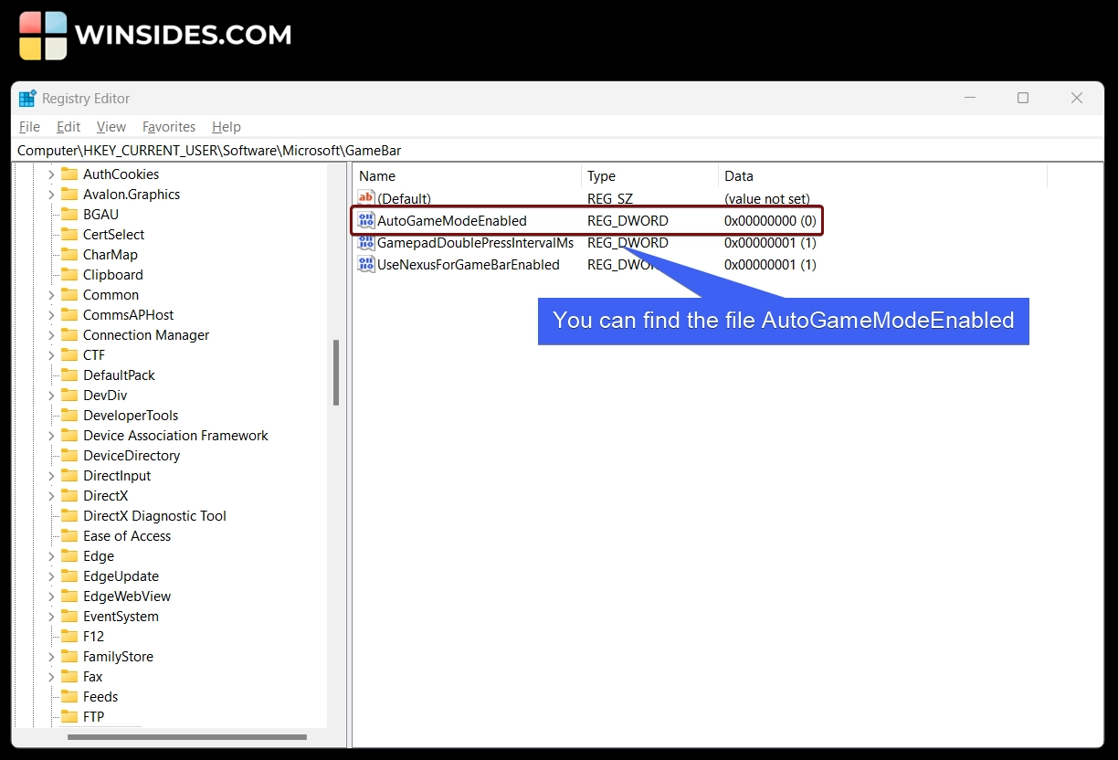 Locate the file AutoGameModeEnabled