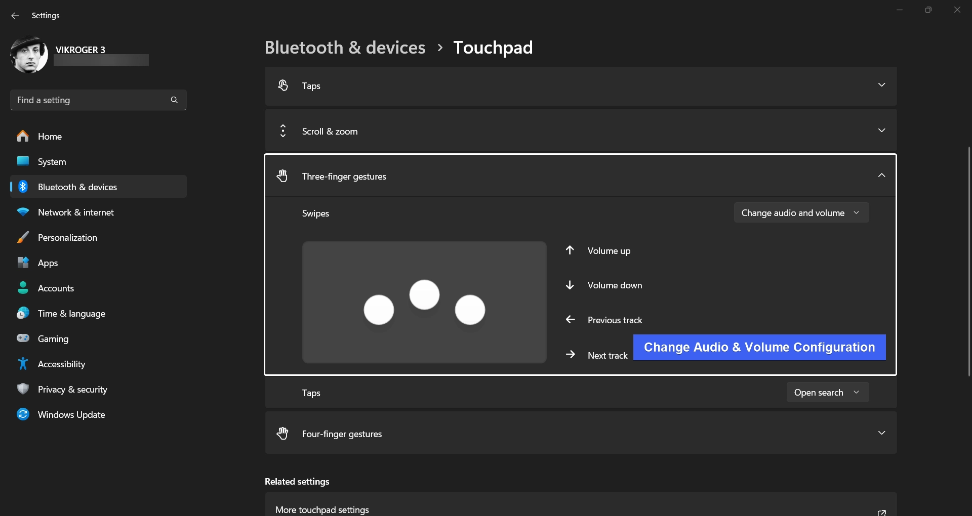 Change Audio and Volume configuration