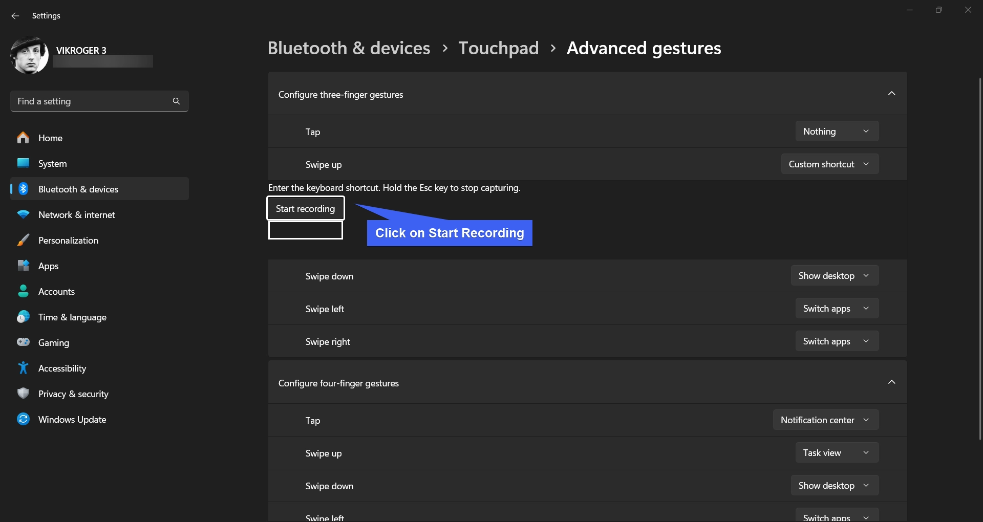 Click on Start Recording