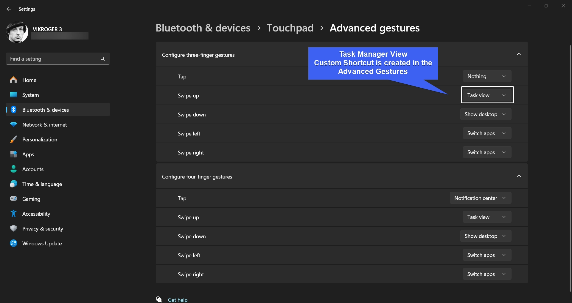 Custom Task View Shortcut Gesture created