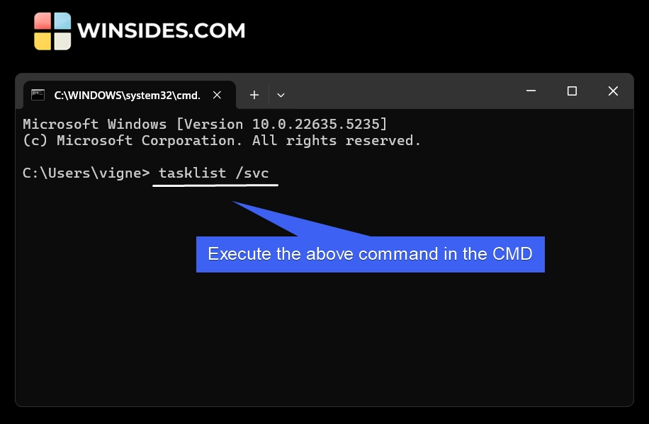 Execute the following command in the CMD Execute the following command in the CMD