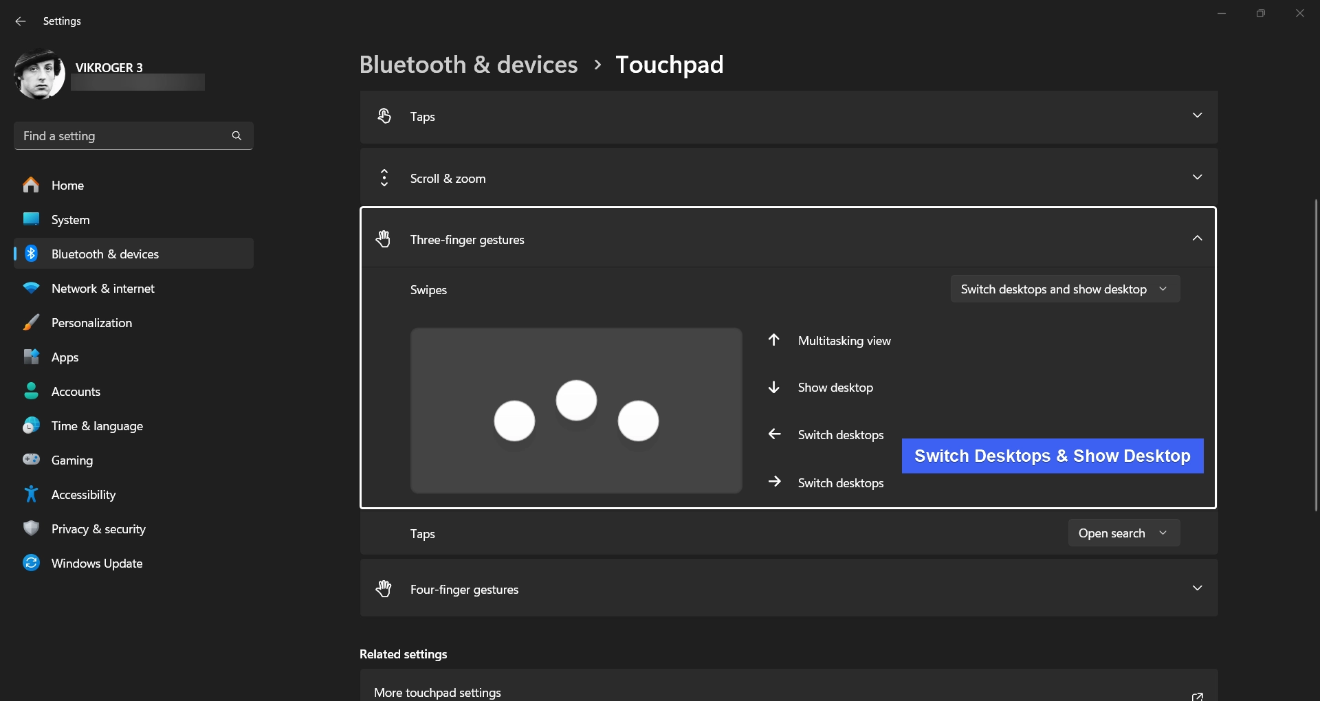 Switch Desktops and Show Desktop configuration