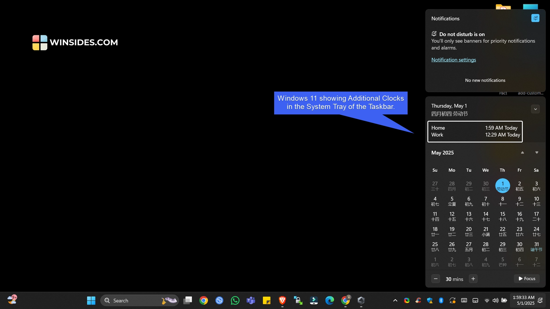 Windows showing Additional Clocks in the Taskbar Windows showing Additional Clocks in the Taskbar