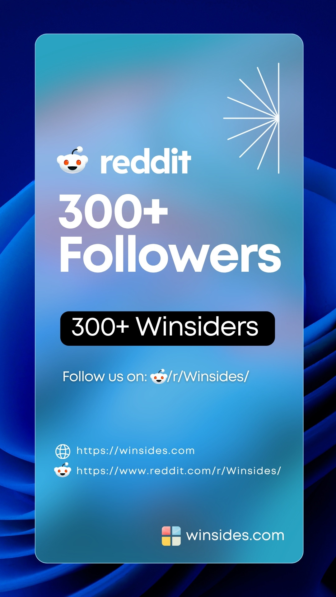 What's New?! 1 winsides.com hit 300+ followers on Reddit