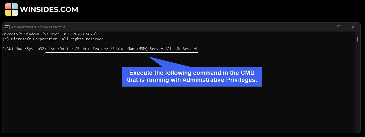 CMD Command to Enable MSMQ Server on Windows 11 CMD Command to Enable MSMQ Server on Windows 11