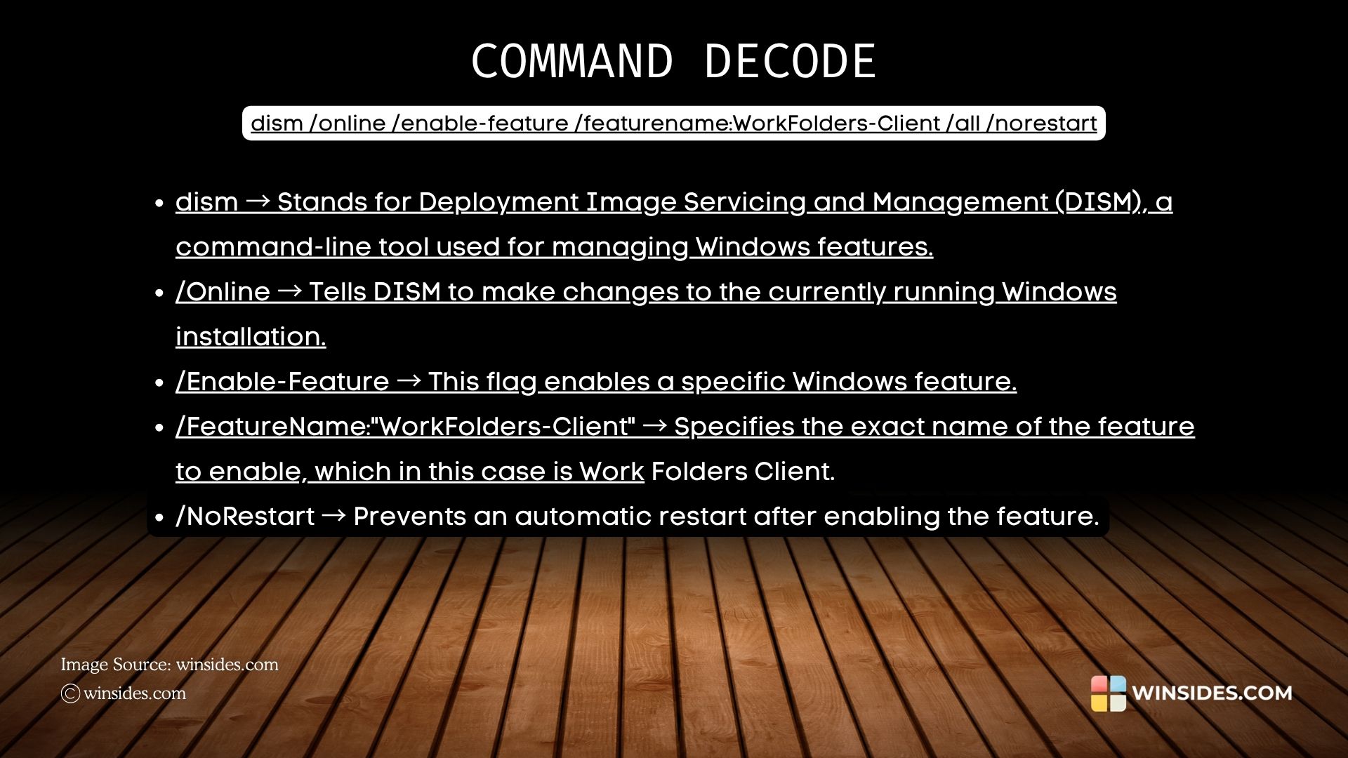 Decoding Work Folders Client Enable Command using CMD