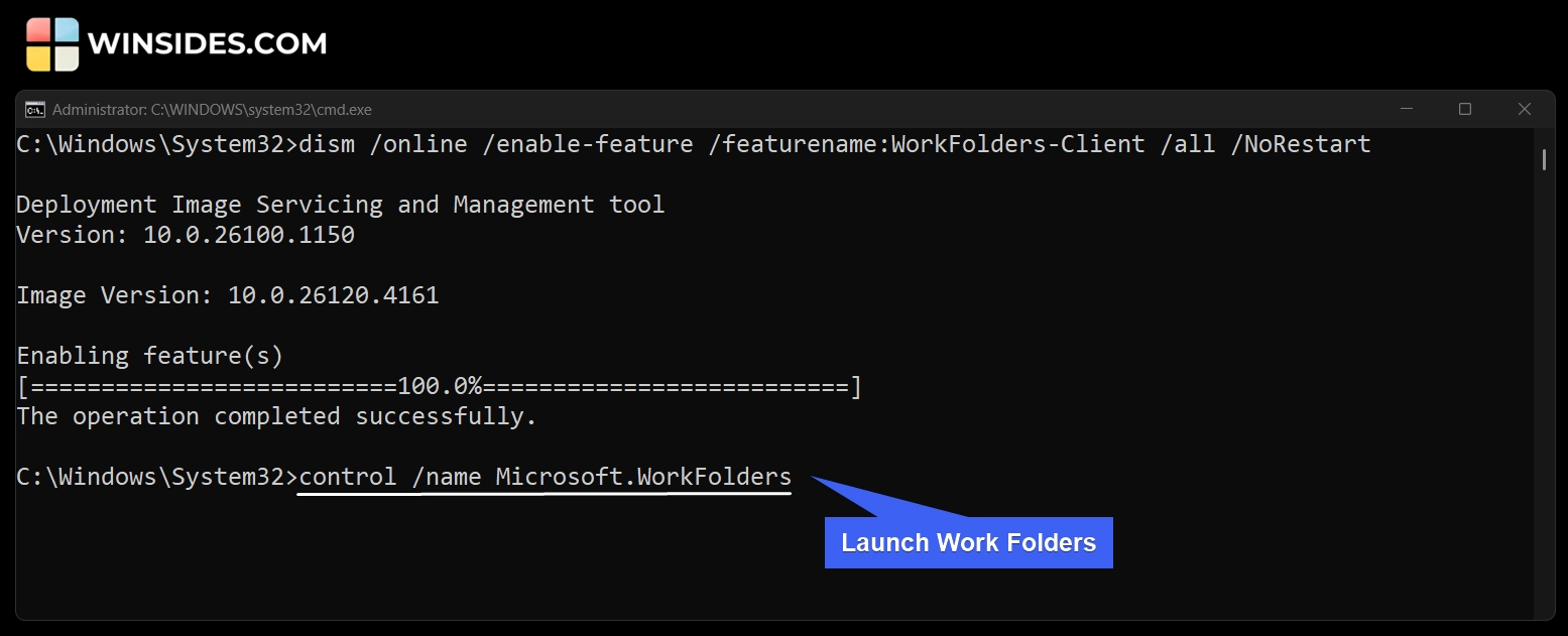 Launch Work Folders on Windows 11
