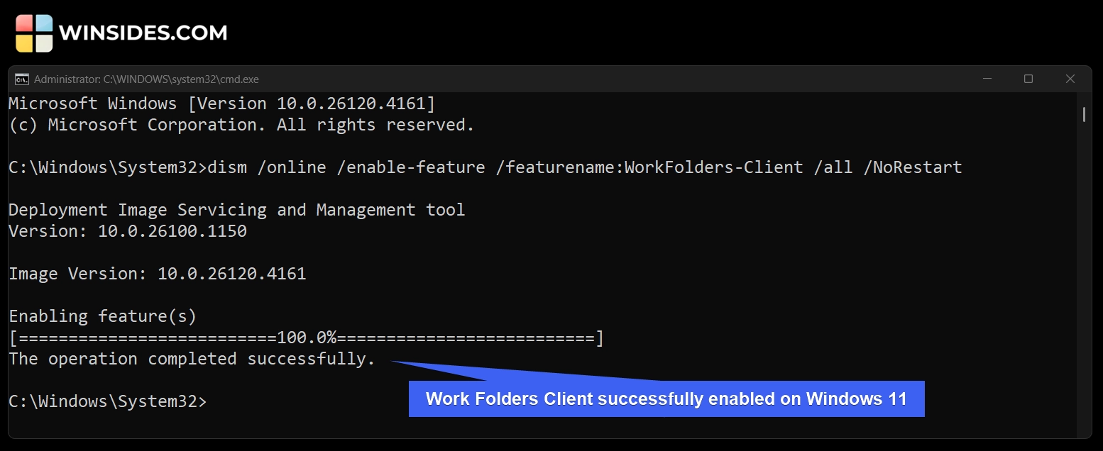 Work Folders Client enabled on Windows 11