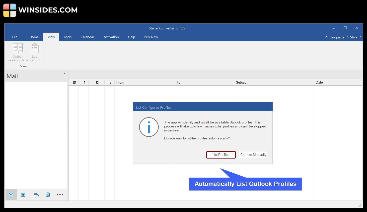 Automatically list Outlook Profiles