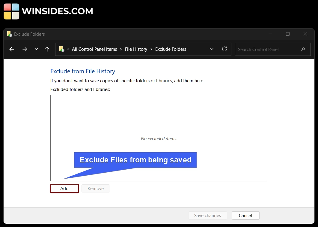 Exclude Files from being saved