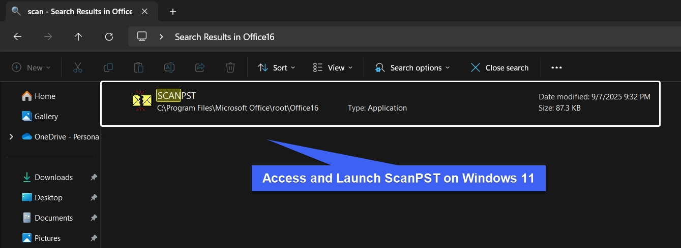 Launch ScanPST.exe Launch ScanPST.exe