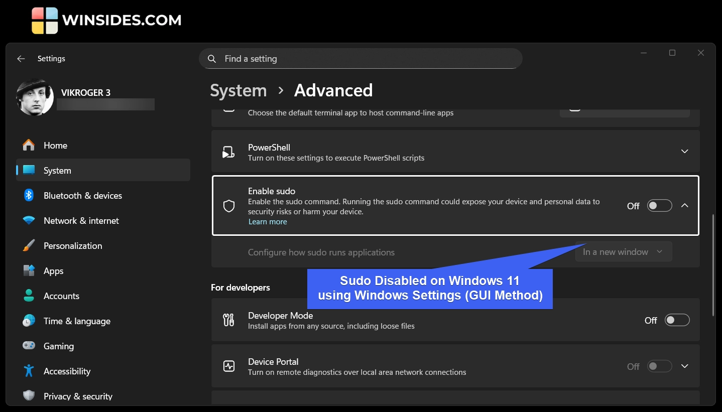 How to Enable Sudo Command on Windows 11? 5 Sudo Command disabled using Windows Settings
