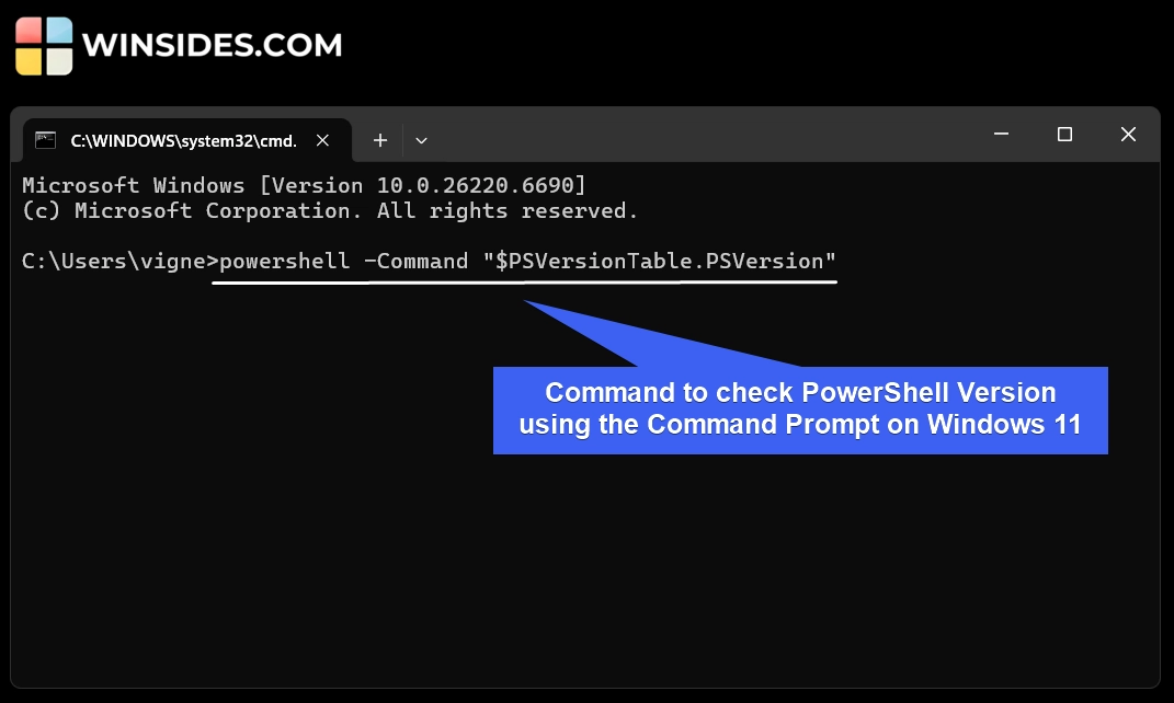 CMD Command to check PowerShell Version