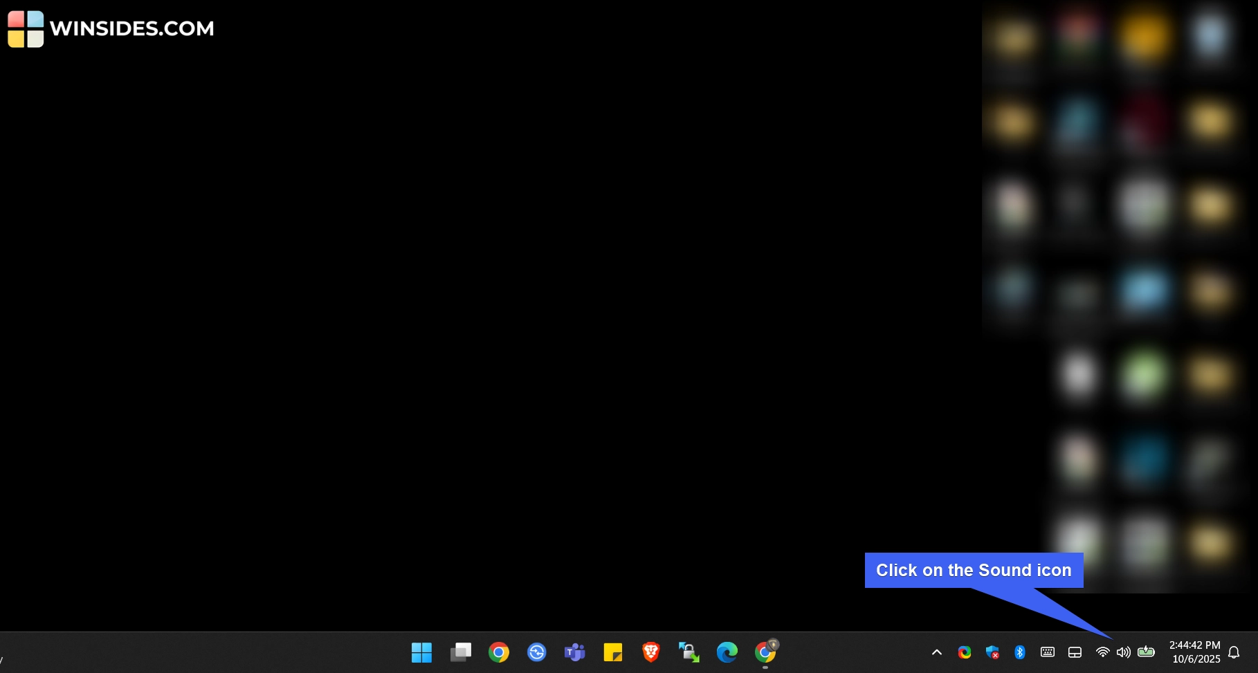 Click on the Sound icon from the System Tray
