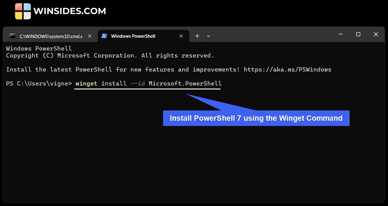 Install PowerShell 7 using the Winget Command