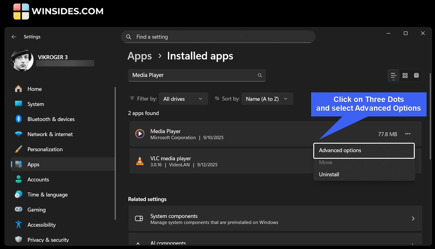 Media Player Advanced Options