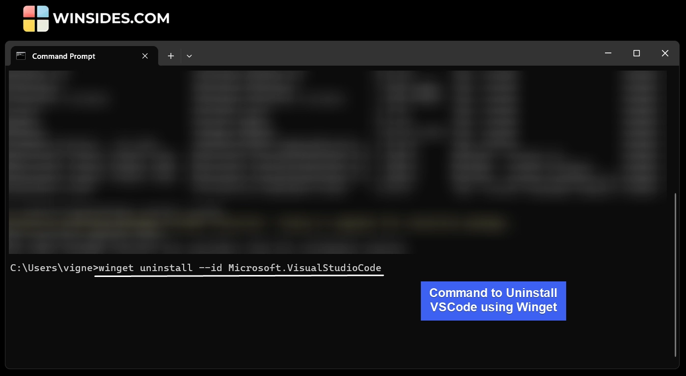 Uninstall VSCode using Winget on Windows 11