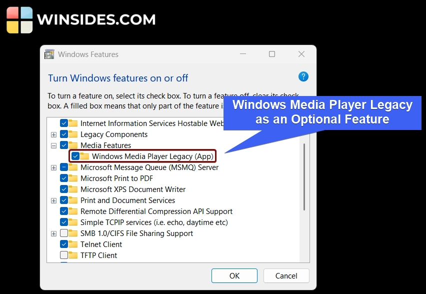 WMP Legacy App as an optional feature