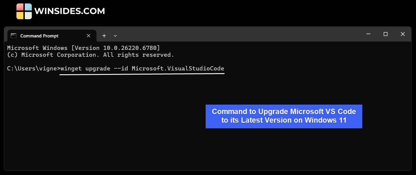 Winget Command to upgrade VSCode to its latest version
