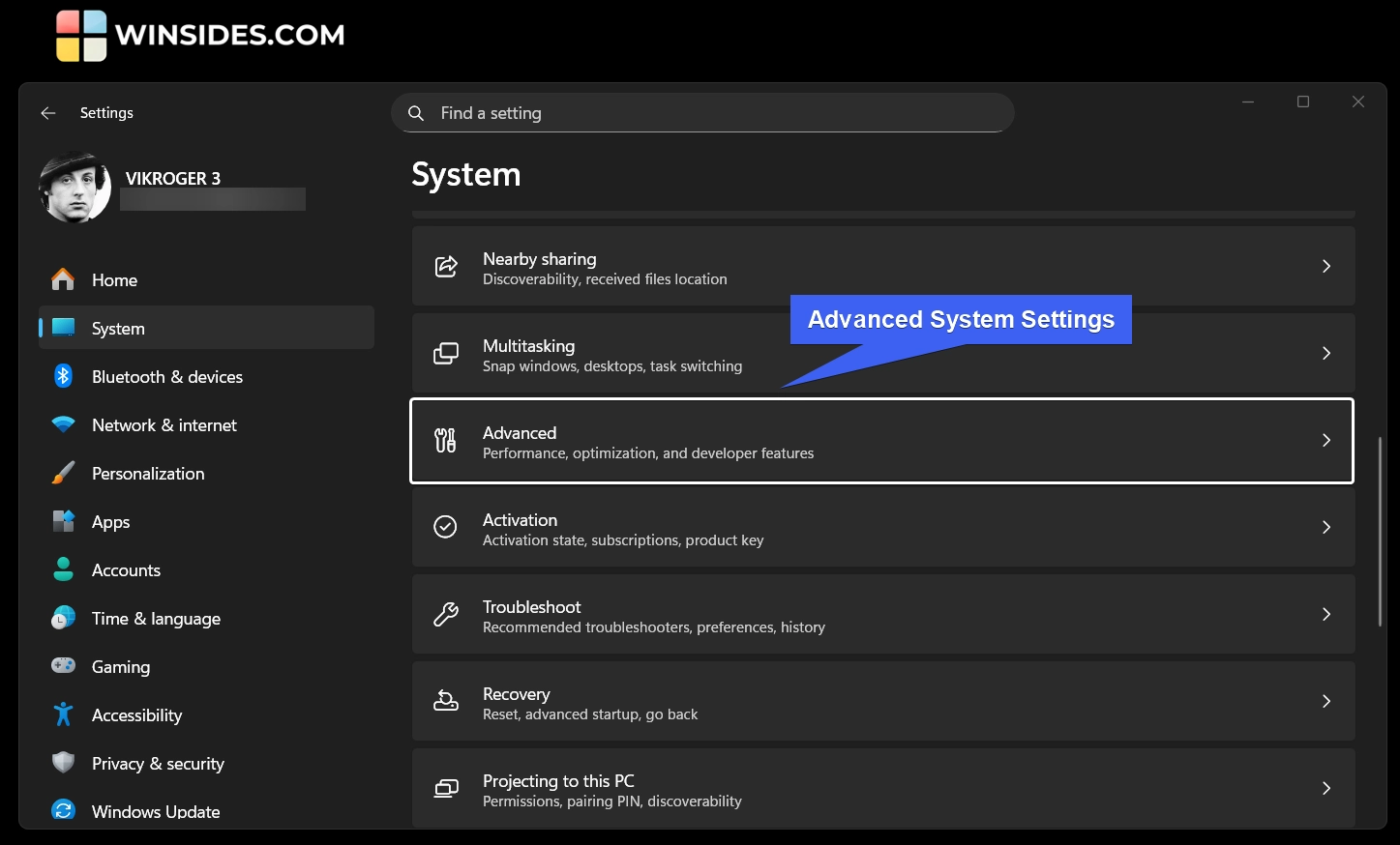 Advanced System Settings