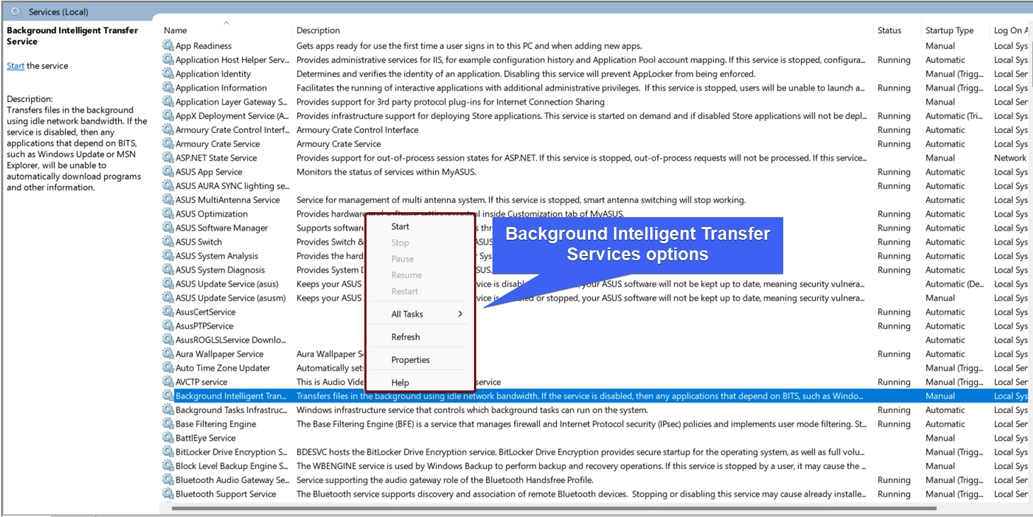 Background Intelligent Transfer Service Properties Background Intelligent Transfer Service Properties