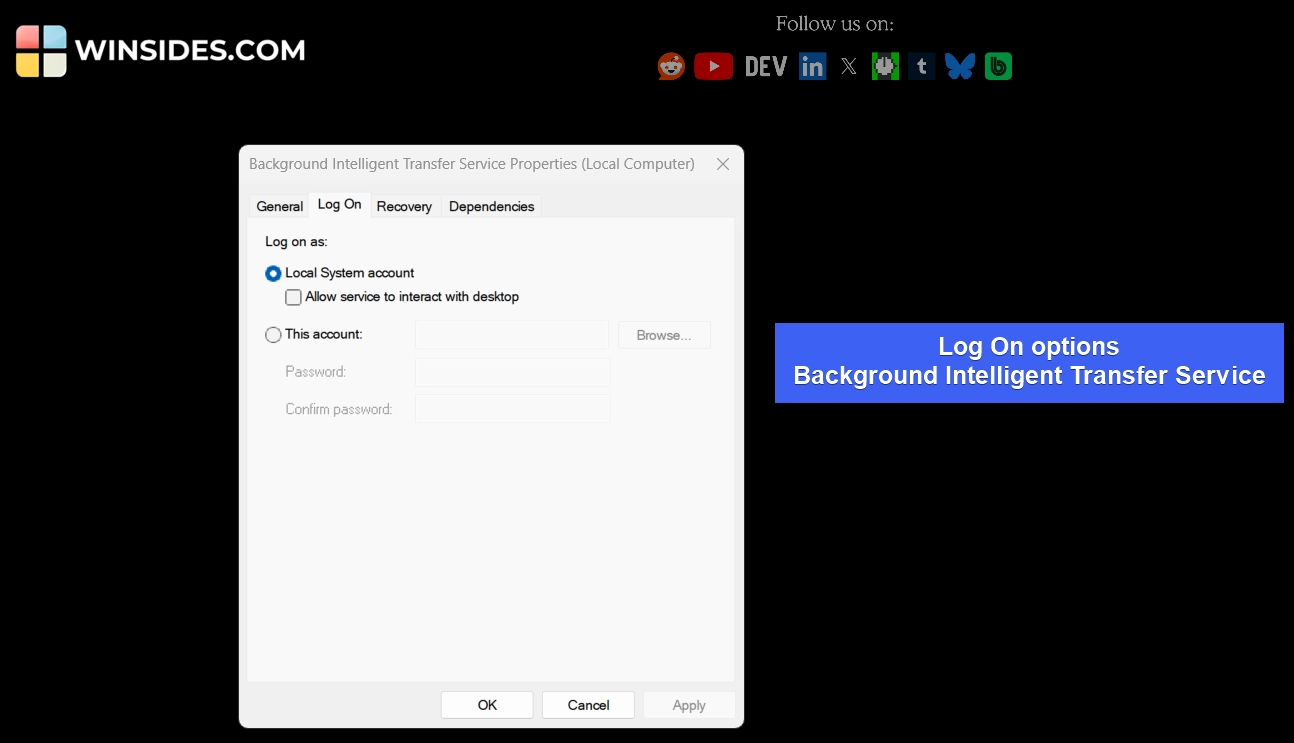 Log On options - BITS Log On options - BITS