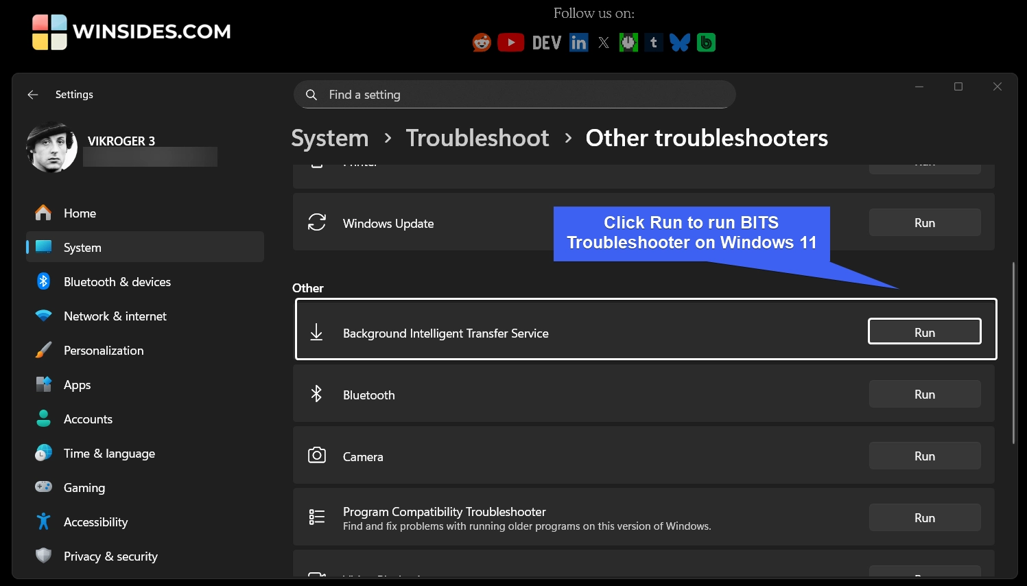 Run BITS Troubleshooter on Windows 11 Run BITS Troubleshooter on Windows 11