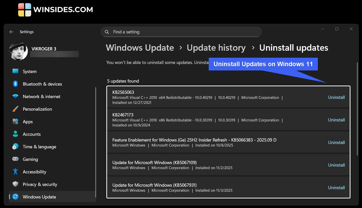 Uninstall Updates on Windows 11 Uninstall Updates on Windows 11