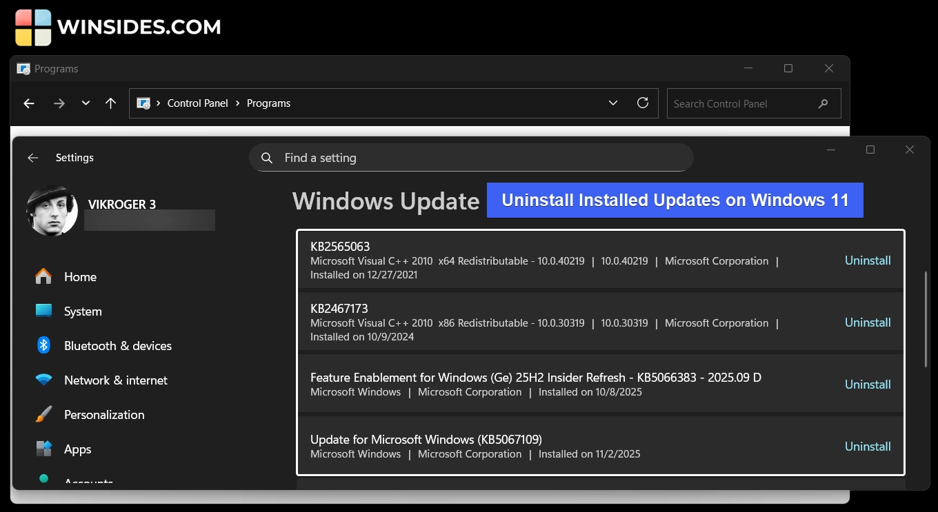 Uninstalled Installed Updates on Windows 11 Uninstalled Installed Updates on Windows 11