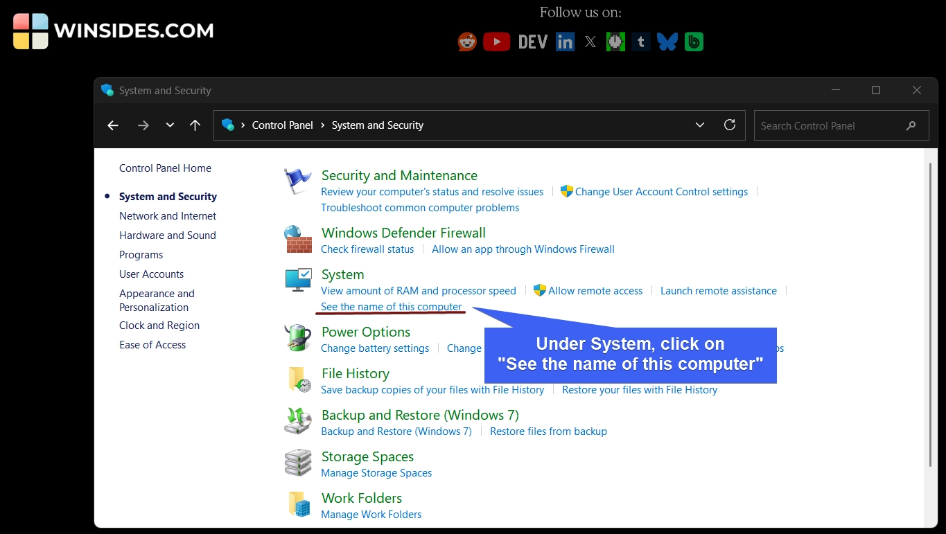 See the name of this computer