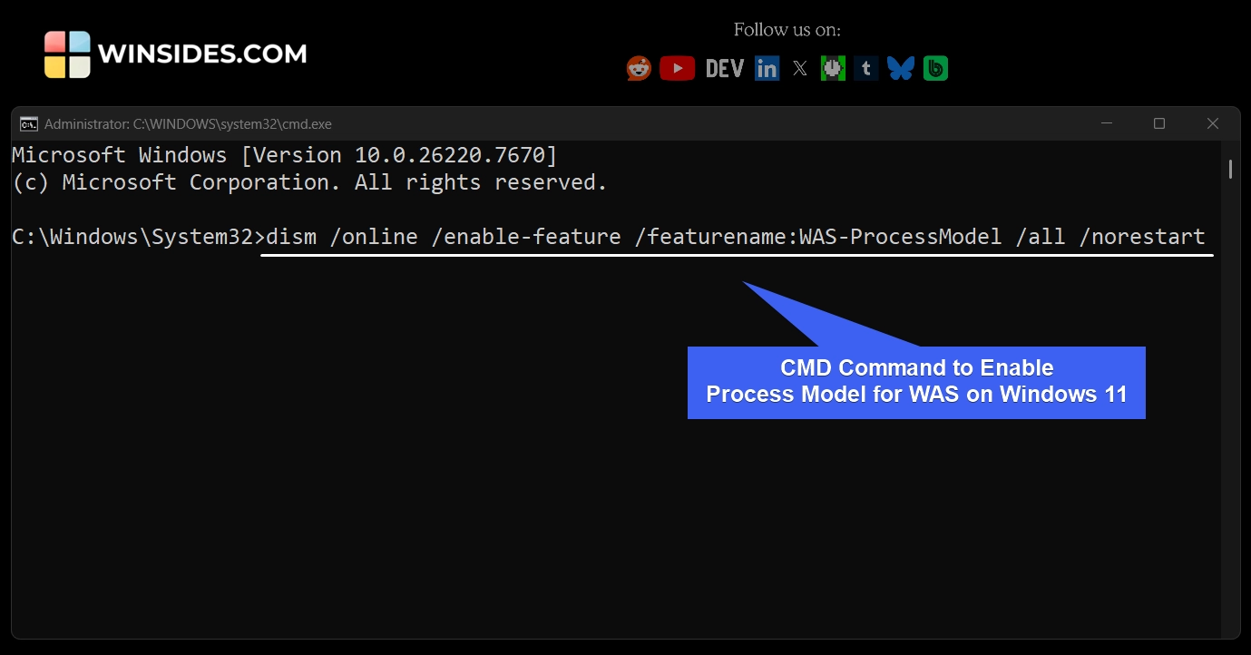 How to Enable Process Model for WAS on Windows 11? 5 CMD Command to Enable Process Model for WAS