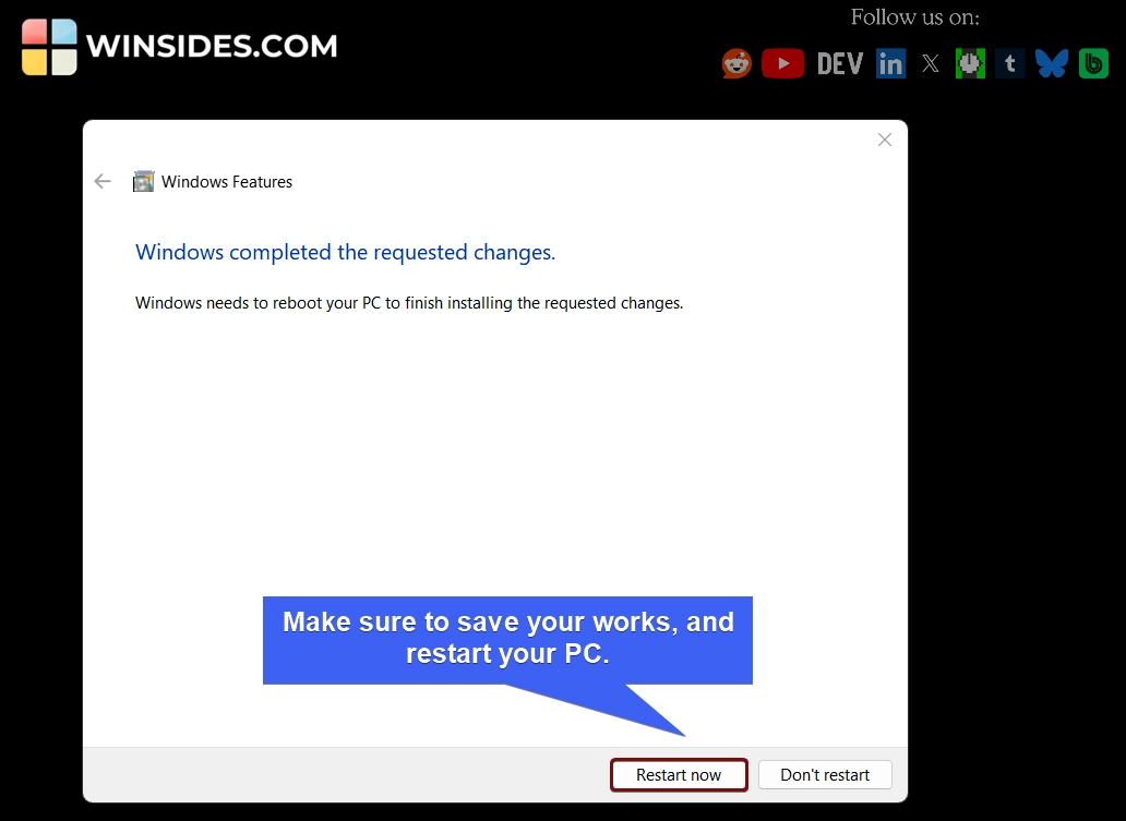 Restart now Restart now