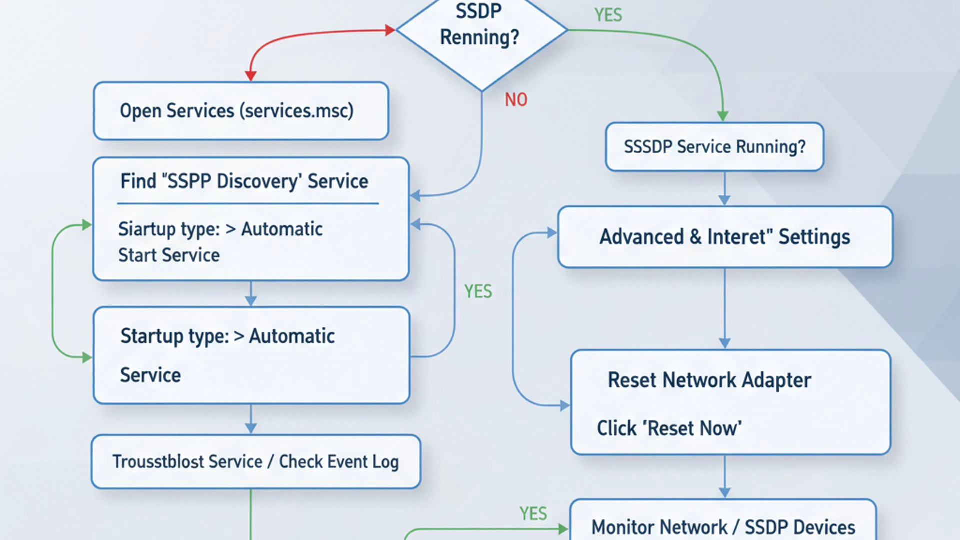 Flowchart explaining SSDP working on Windows 11 Flowchart explaining SSDP working on Windows 11