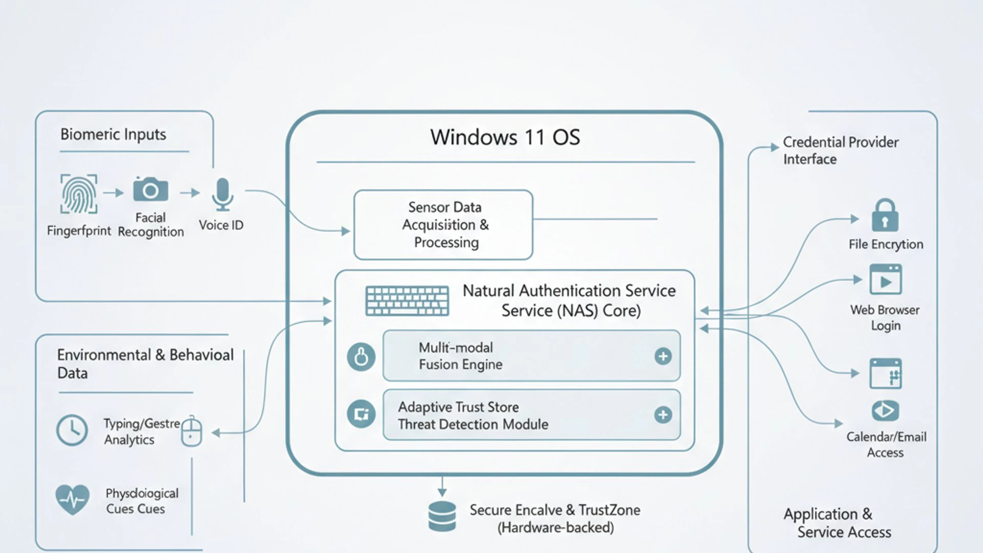 Process Flowchart for Natural Authentication Service on Windows 11