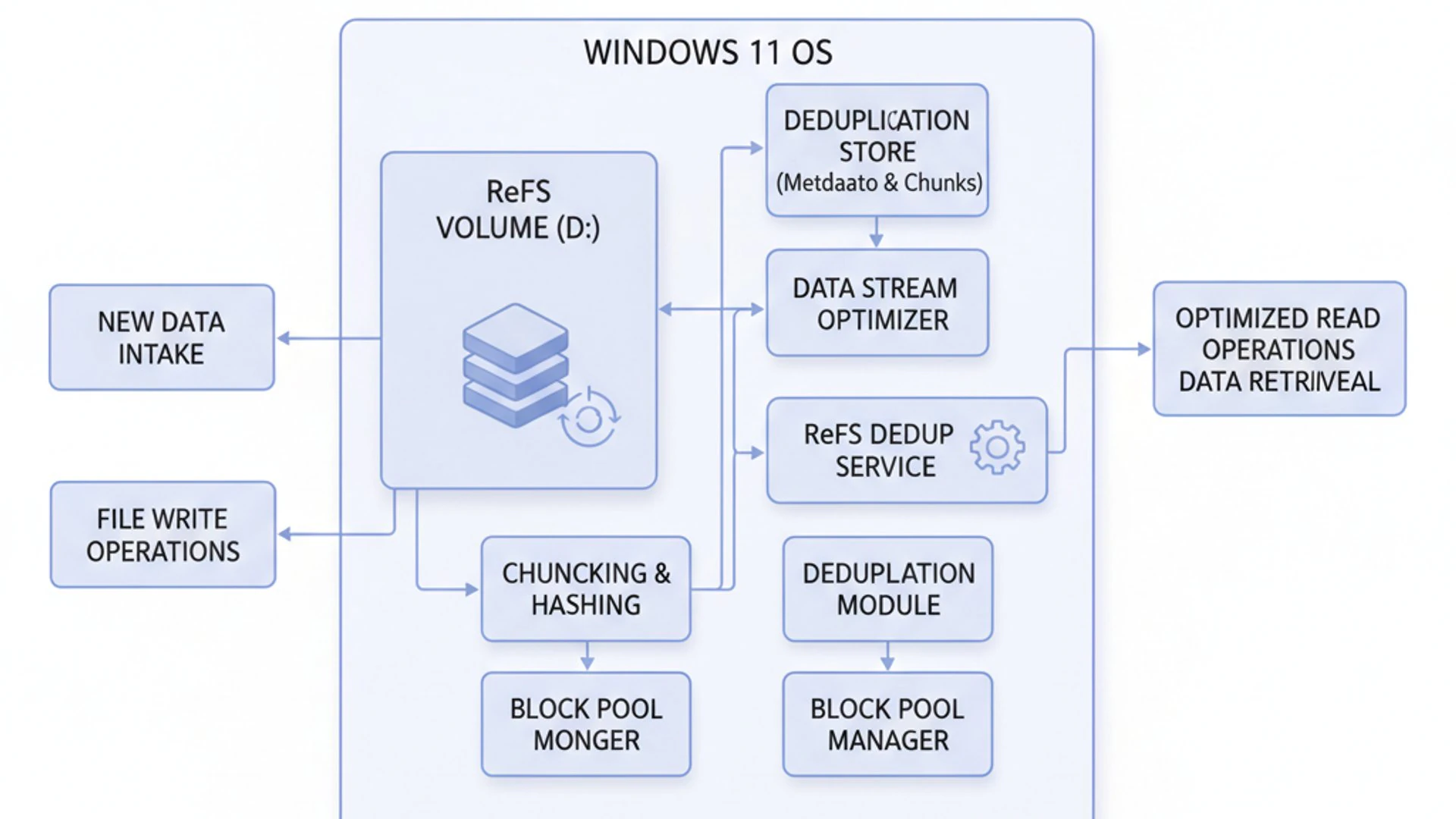 Process Flowchart for ReFS Dedup Service on Windows 11