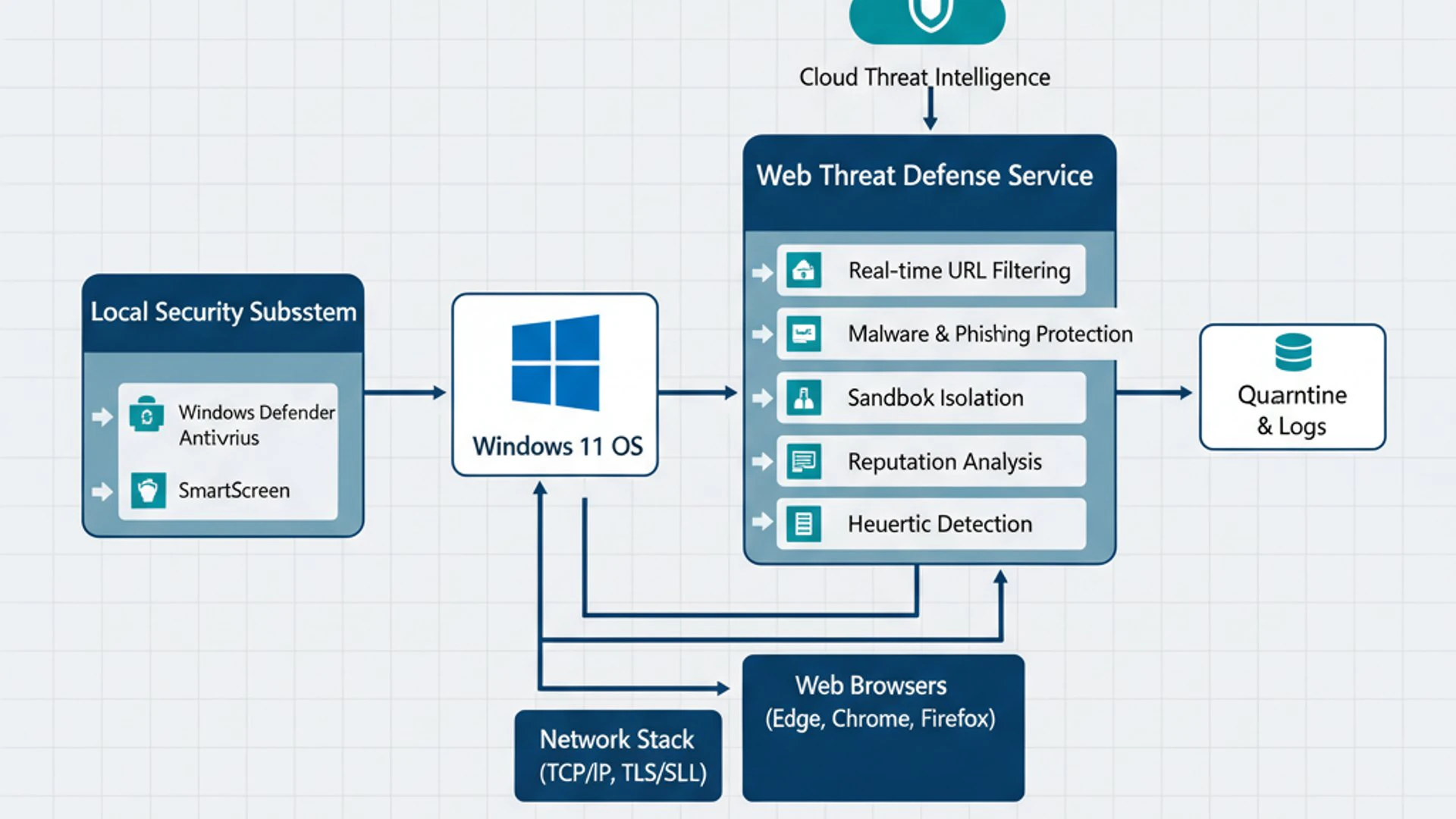 Technical diagram for Web Threat Defense Service on Windows 11 Technical diagram for Web Threat Defense Service on Windows 11