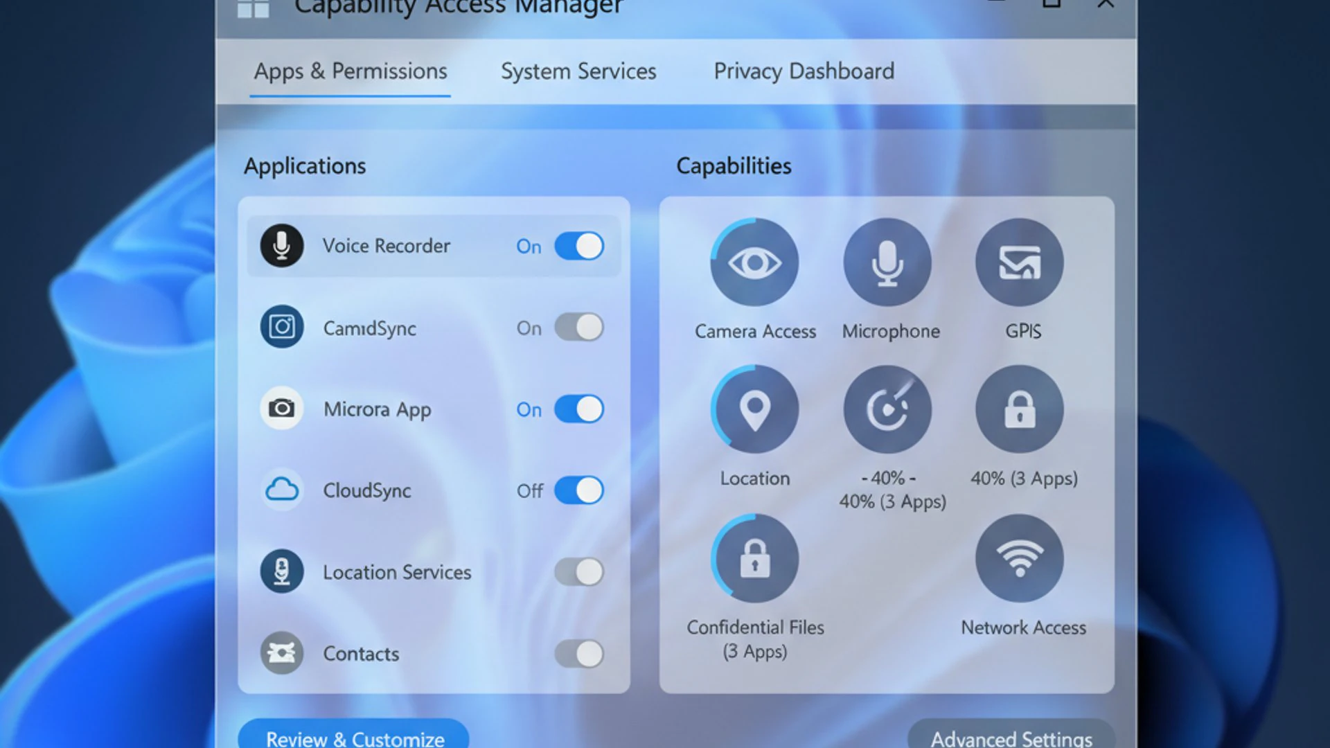 concept visualization for Capability Access Manager Service on Windows 11 concept visualization for Capability Access Manager Service on Windows 11