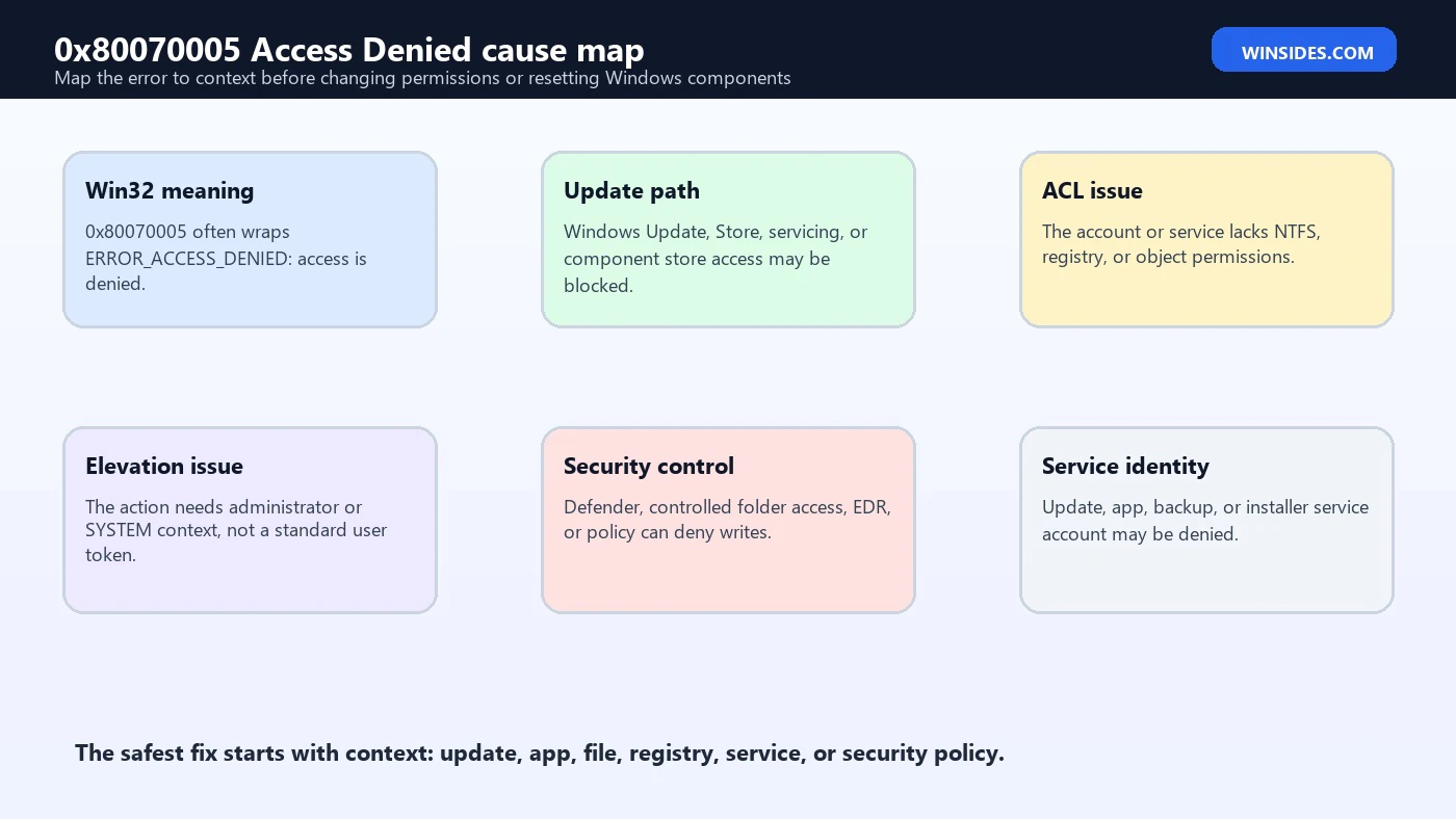 0x80070005 Access Denied cause map