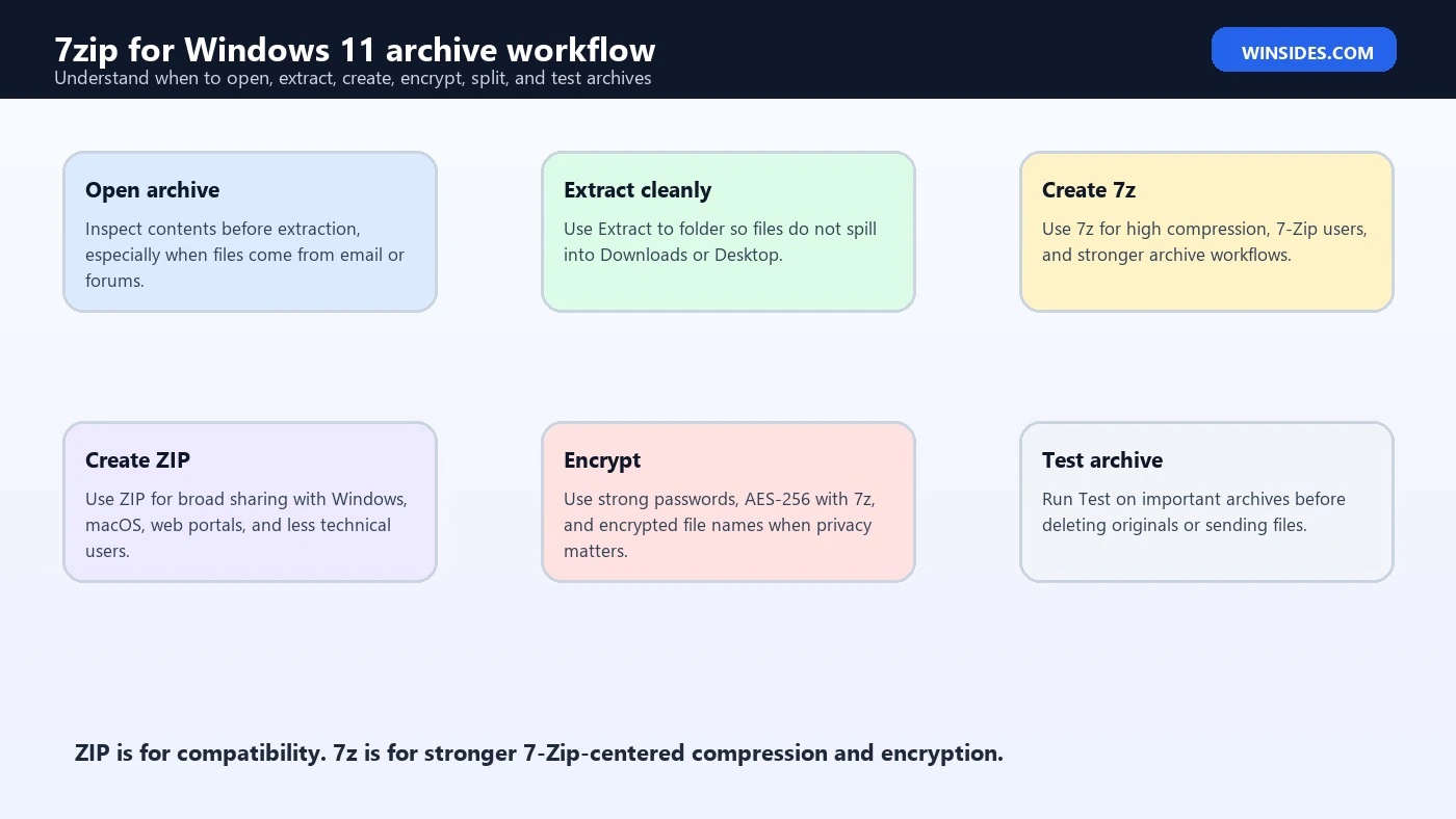 7zip for Windows 11 archive workflow