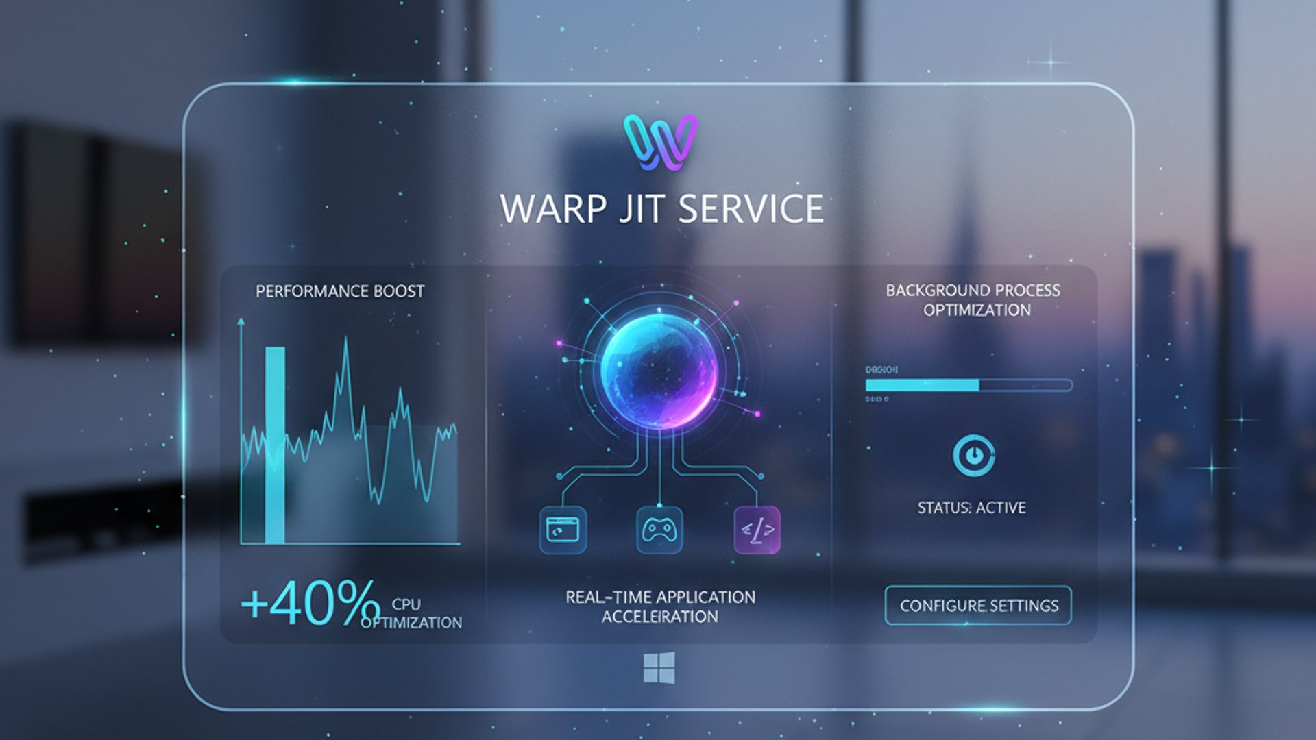 Concept visualization for warp jit service windows 11