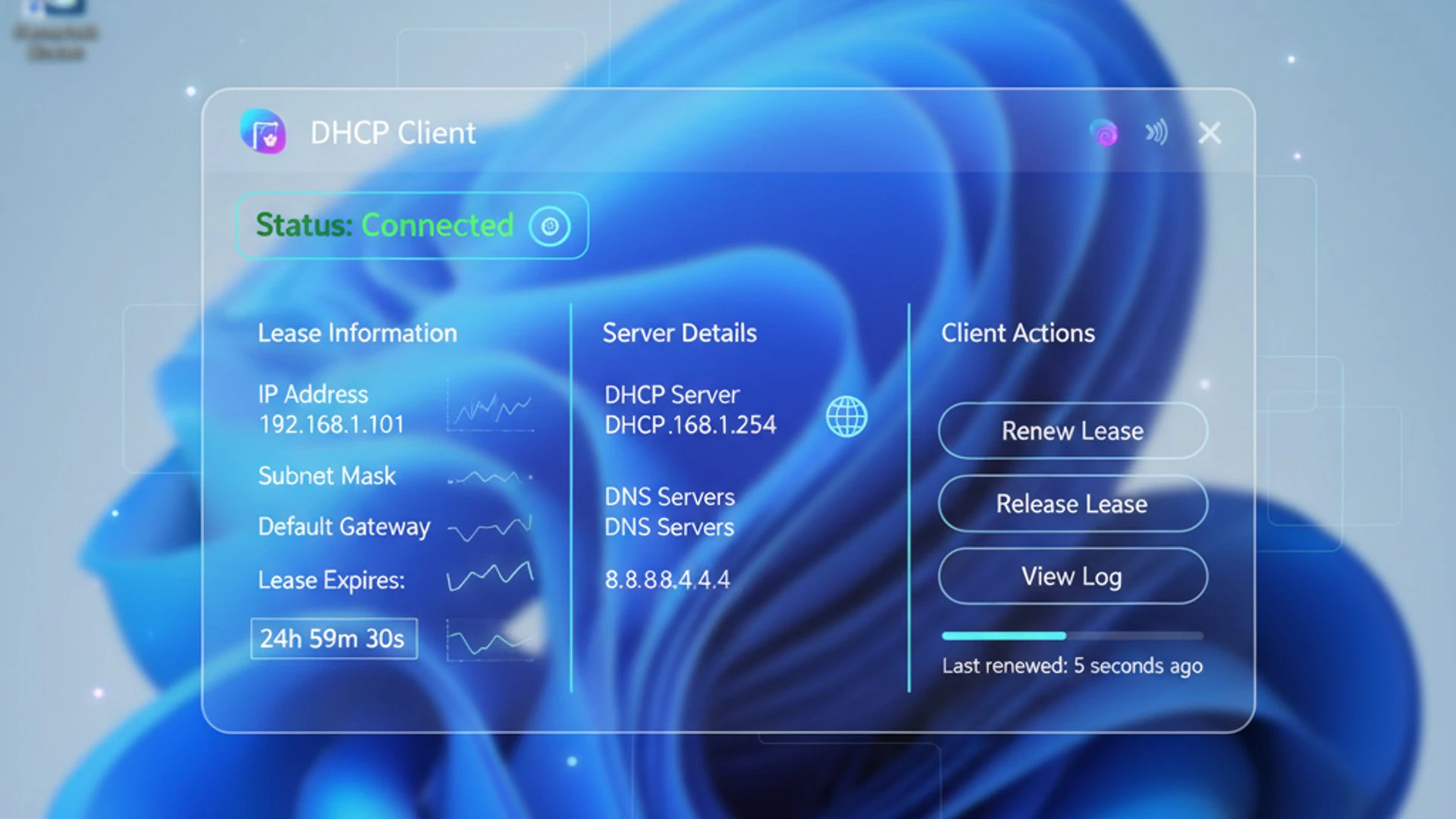 Relevant concept visualization for DHCP Client on Windows 11