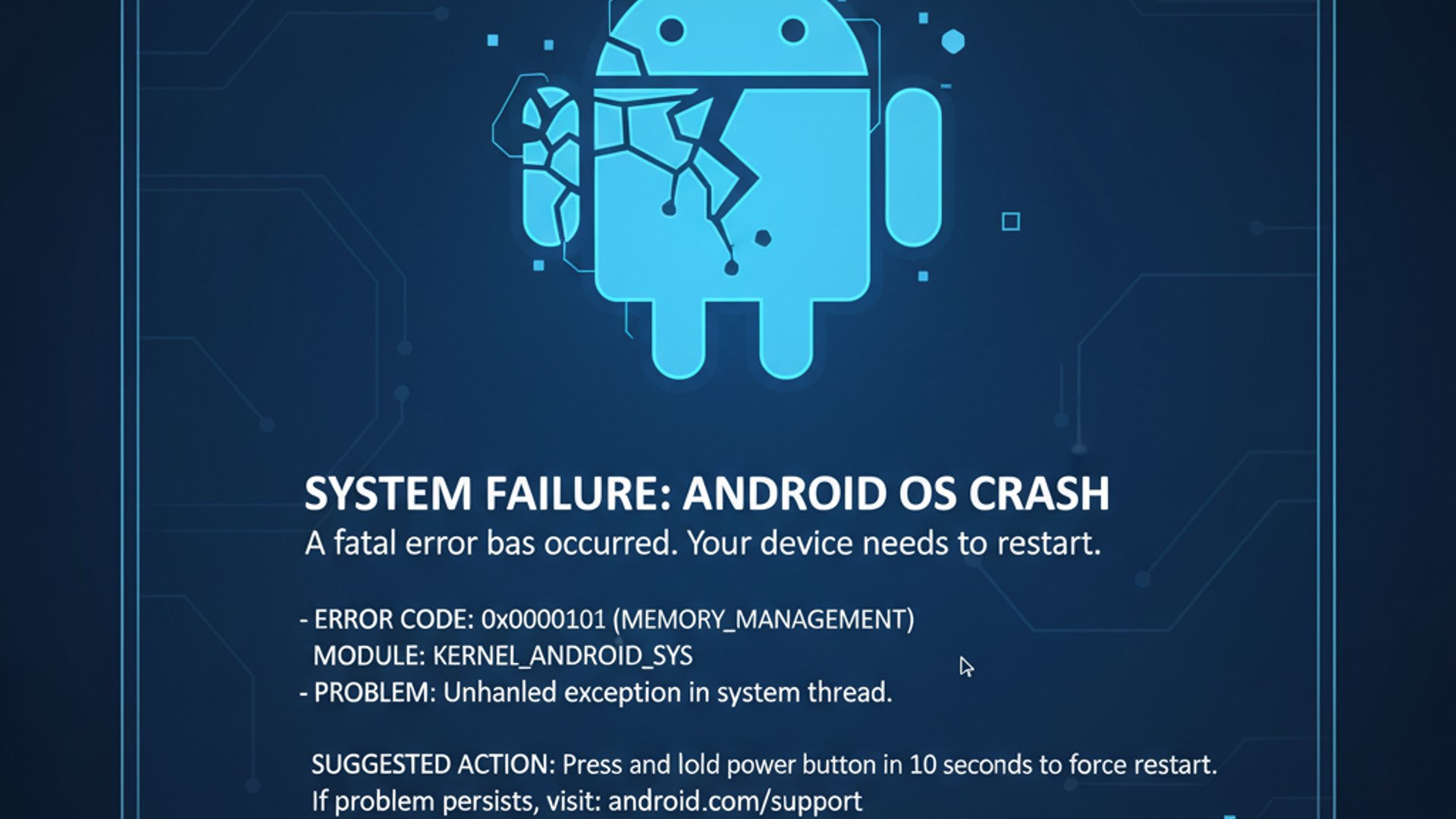 Professional illustration about android blue screen of death, informative and useful