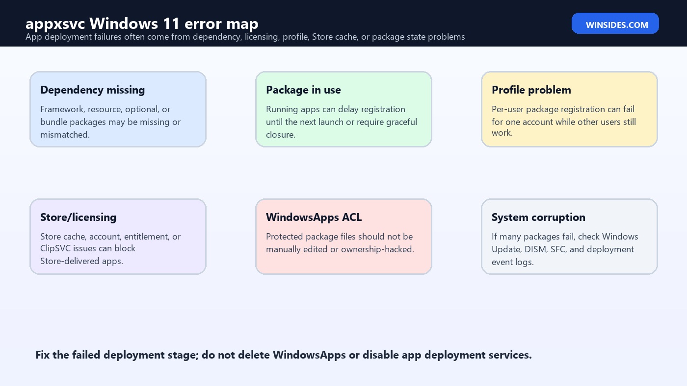appxsvc Windows 11 error map